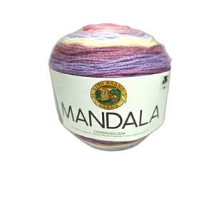 Lion Brand Mandala Pink Purple Yarn Cake Wood Nymph Acrylic Rated 3 Striping